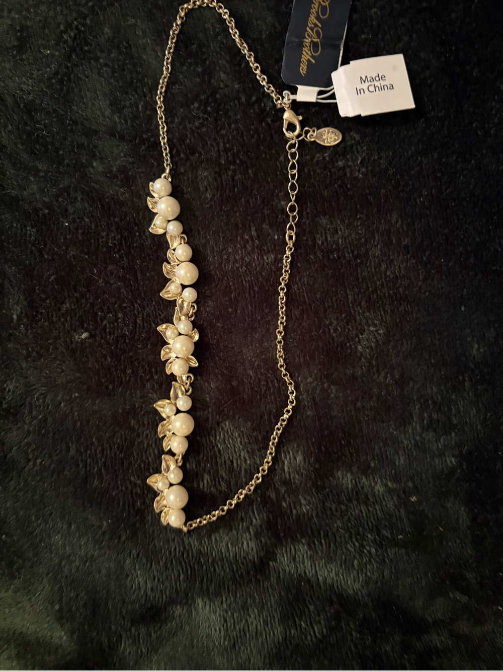 Brooks Brothers Faux Pearl & Gold Floral Statement Necklace - Women Jewelry